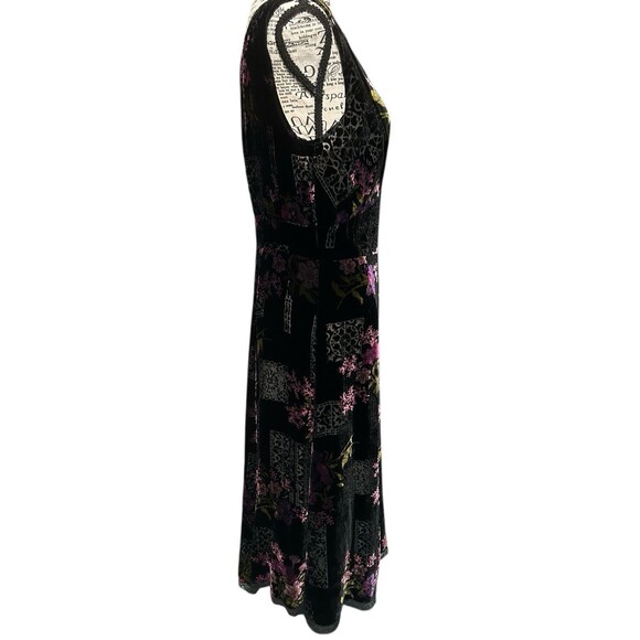 Vintage Jonathan Martin Burnout Velvet Semi-Sheer Floral Lace Trim Dress 8 - Picture 3 of 10